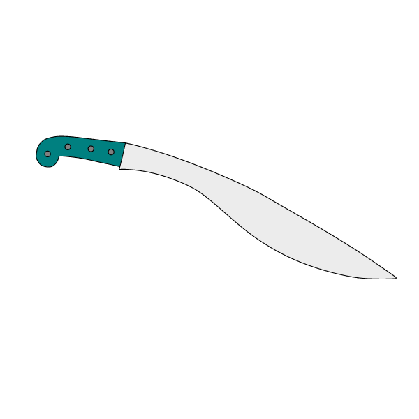 Heavy knife with a curved blade